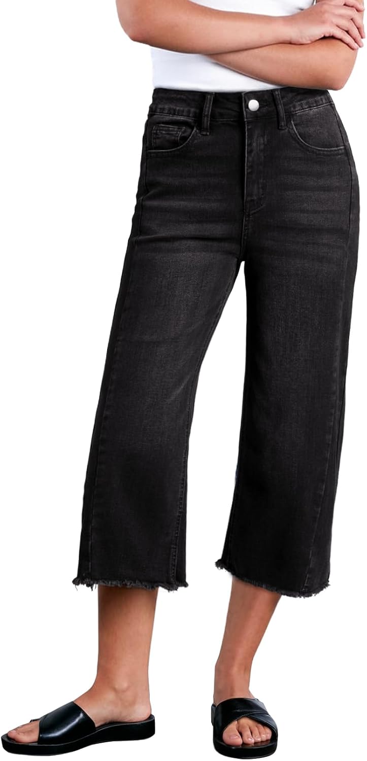 Capri Jeans for Women: High Waisted Wide Leg Denim Pants