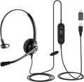 USB Headset with Microphone for Office Call Center Telework - Single