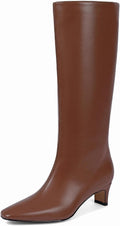 Trendy Knee High Boots for Women with Kitten Heel and Zipper