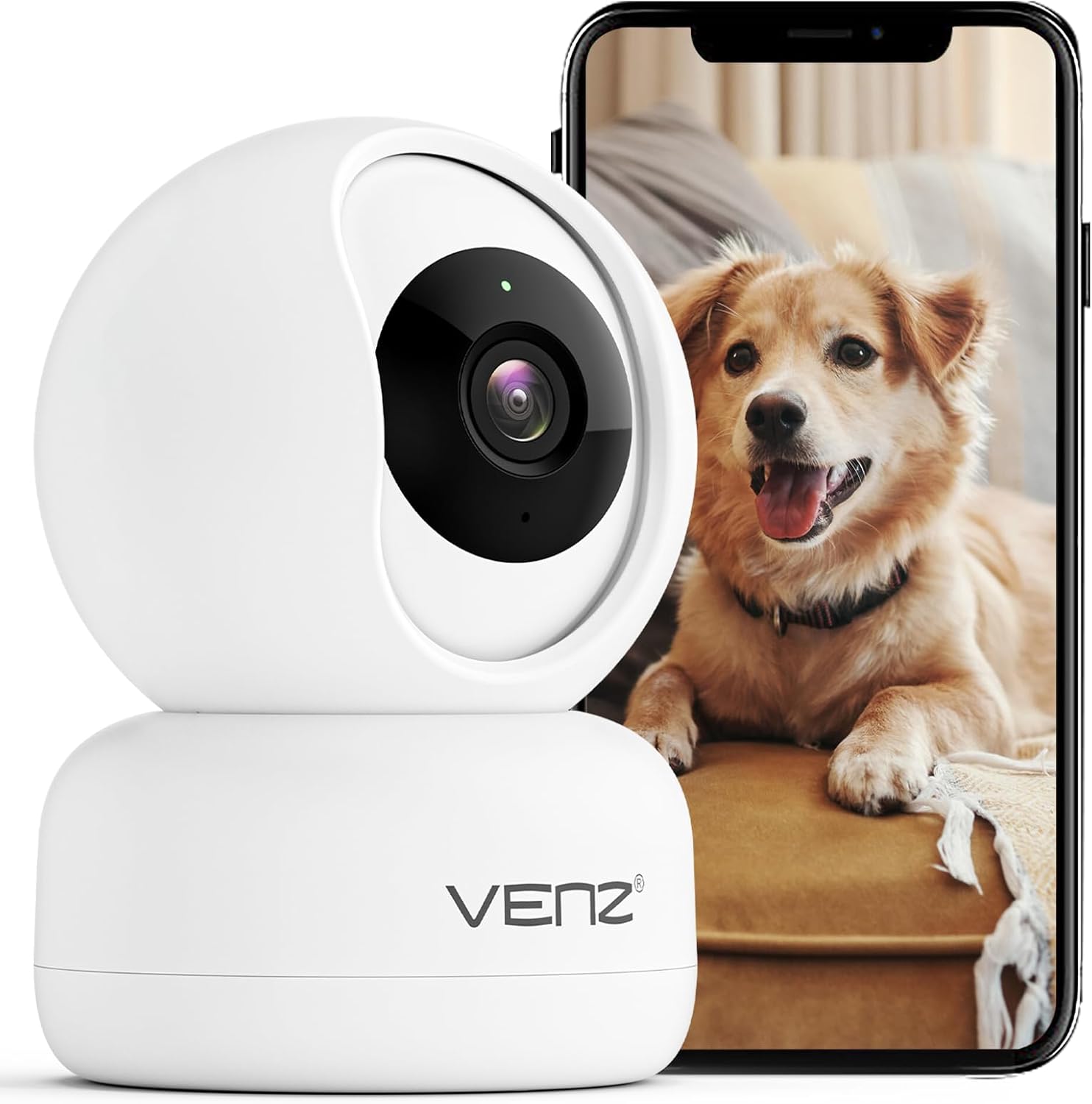 VENZ 1080p Pet Camera - 2 Way Audio, Pan/Tilt View