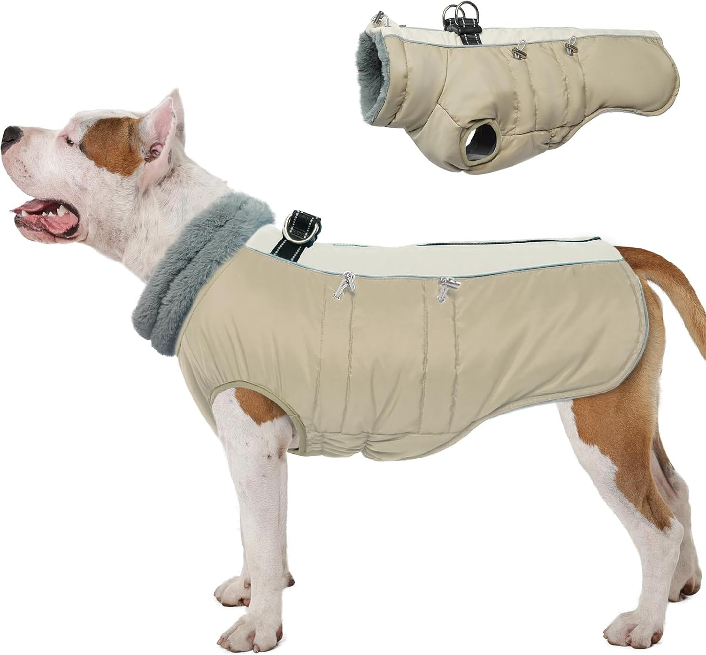 IDOMIK Warm Dog Coat with Built-in Harness for Cold Weather