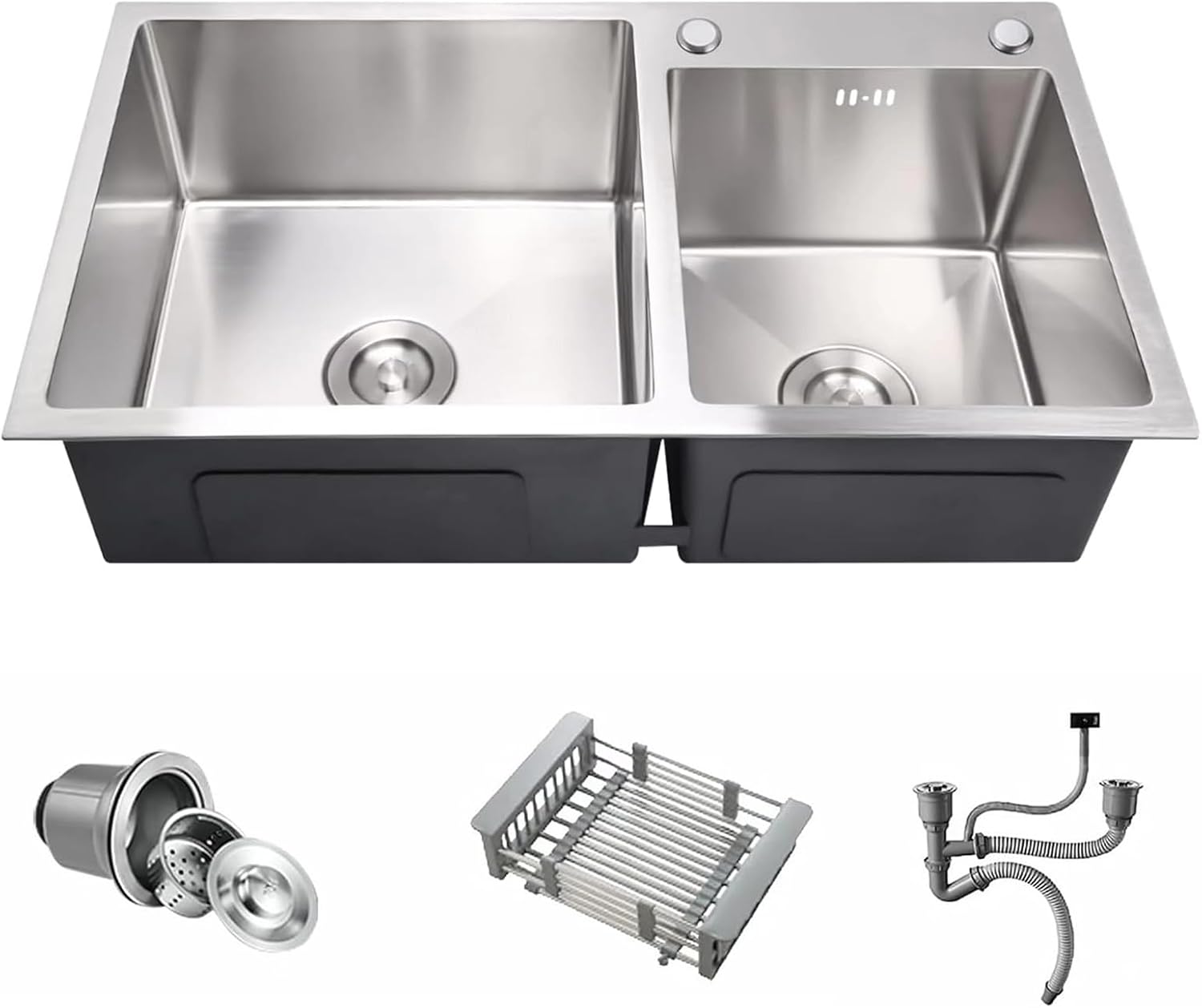 31 x 18 Double Bowl Kitchen Sink with 304 Stainless Steel Finish