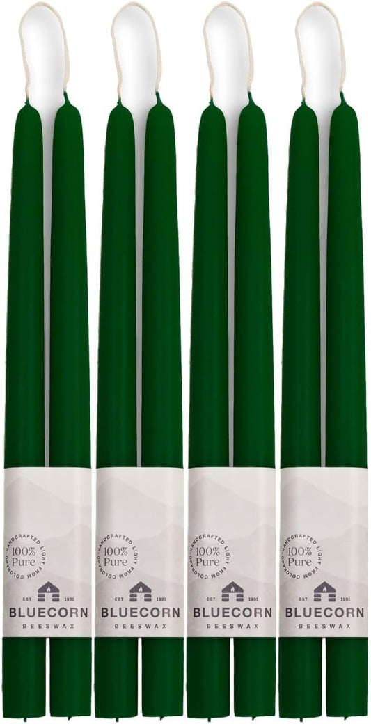 100% Pure Beeswax Taper Candles in Moss Green - 12 Inch Bulk