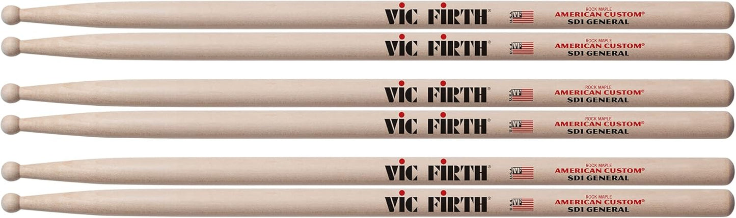 Vic Firth SD1 General Wood Tip Drum Sticks Bundle for Musicians