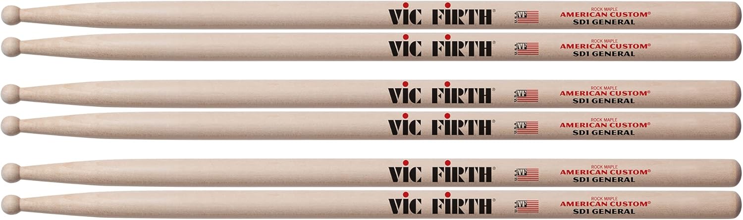 Vic Firth SD1 General Wood Tip Drum Sticks Bundle for Musicians