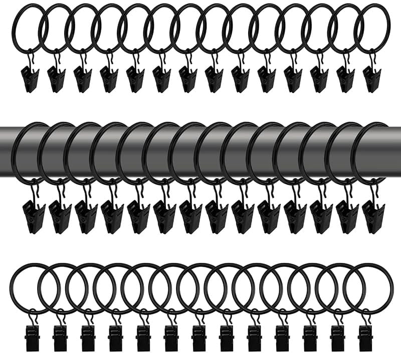 Rustproof Curtain Rings with Clips by WISION - Hassle-Free Drapery Hanging