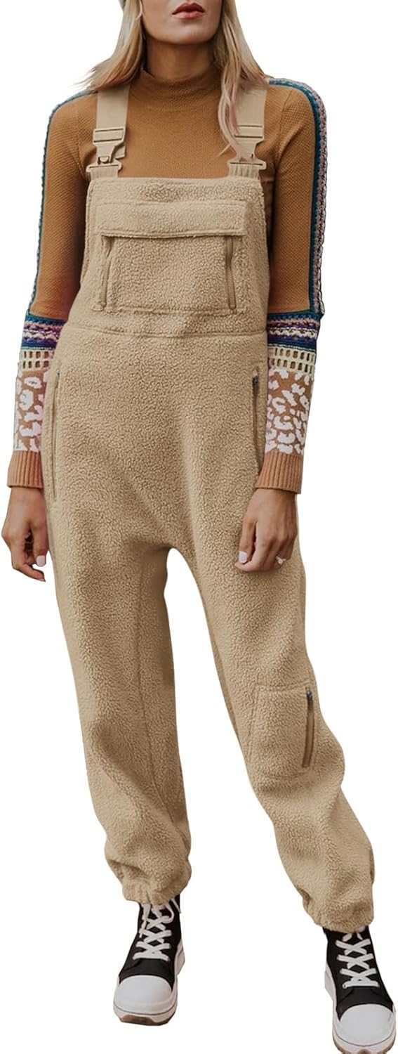 Ebifin Women's Fleece Warm Overalls for Cozy Winter Wear