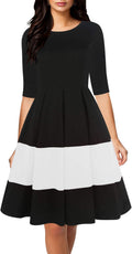Women's Vintage Half Sleeve O-Neck Swing Dress - Flattering Everyday