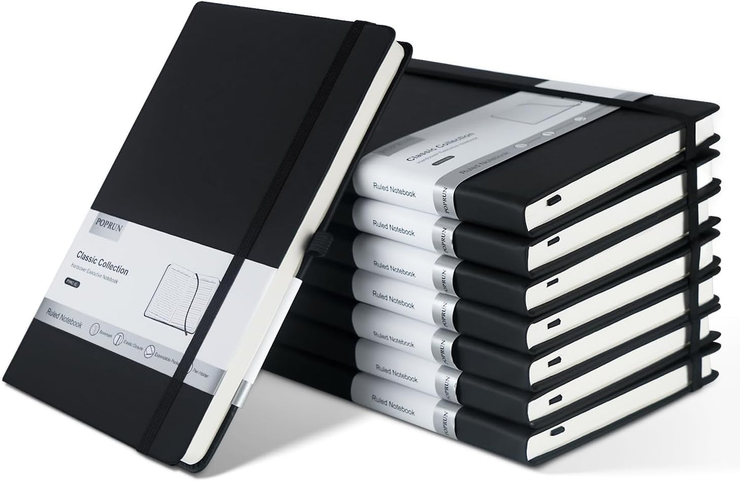 Premium A5 Black Lined Journal Notebooks for Writing and Notes