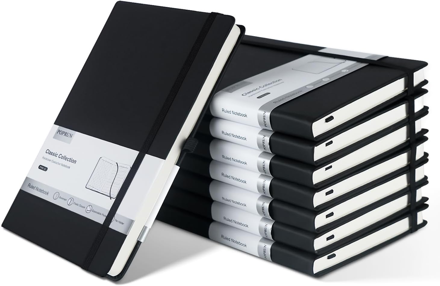 Premium A5 Black Lined Journal Notebooks for Writing and Notes