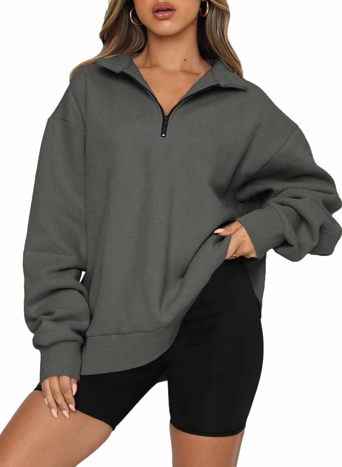 BLENCOT Women's Half Zip Quilted Sweatshirts for Fall