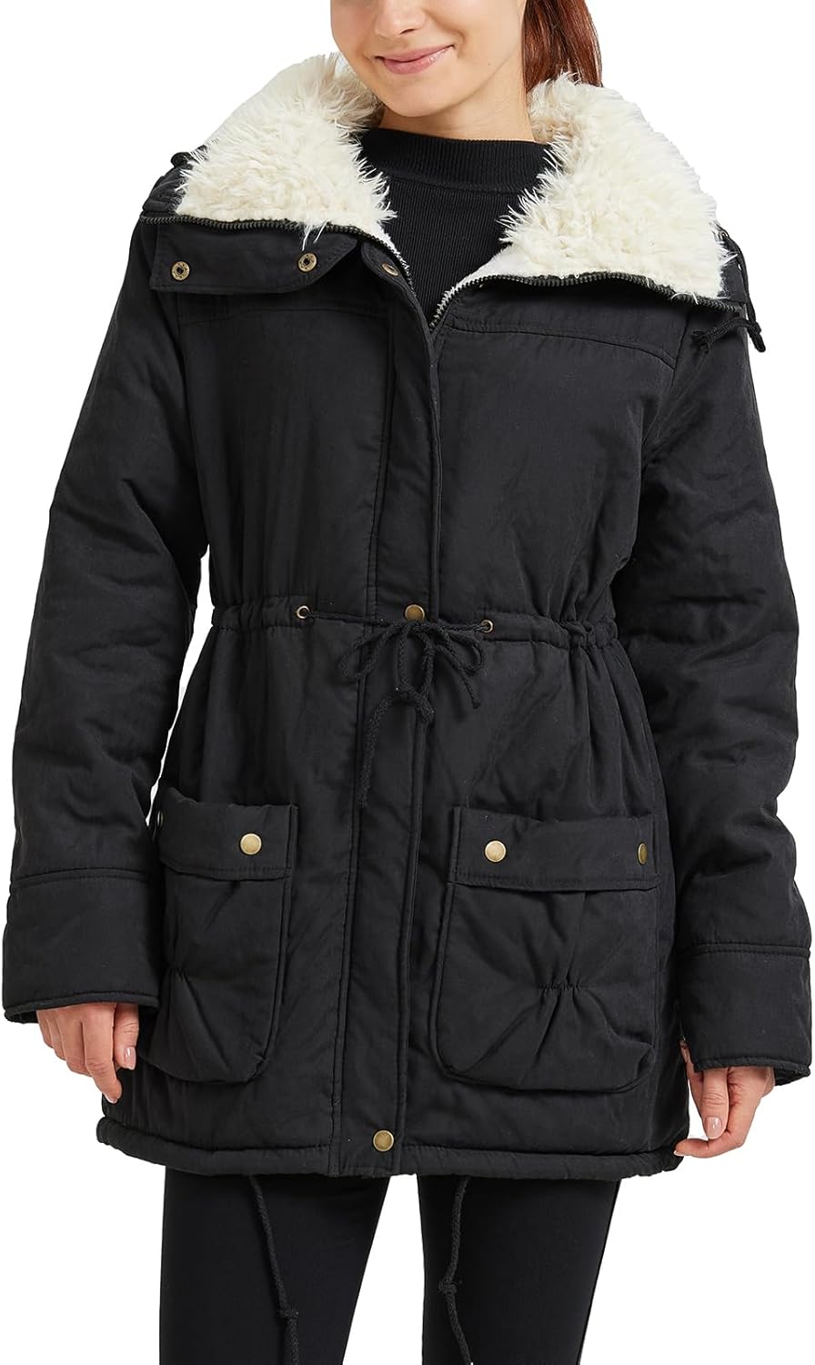 Women's Winter Mid Length Thick Warm Faux Lamb Wool Jacket