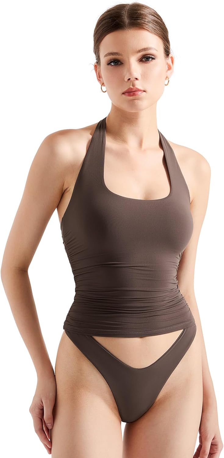 SUUKSESS Women Halter Tank Tops - Trendy Backless Y2K Style