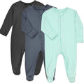 Baby Zipper Pajamas Bamboo Rayon Footed Onesie Set - Soft & Stretchy