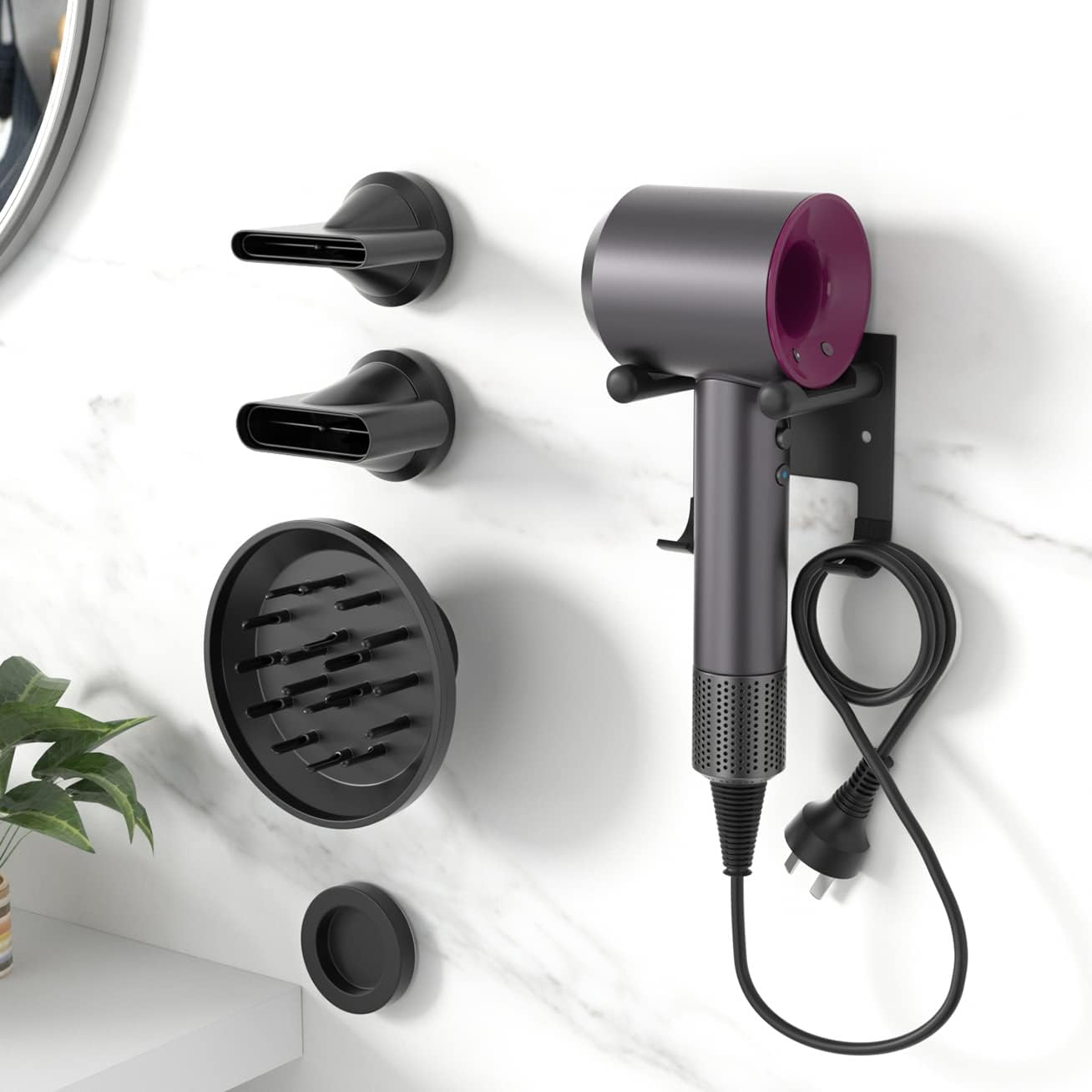 Supersonic Hair Dryer Holder with Attachment Storage