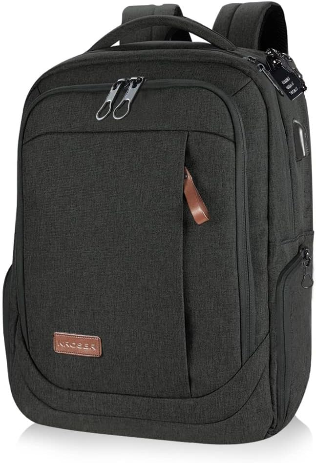 KROSER Laptop Backpack for 17.3 Inch Laptops - Charcoal Black