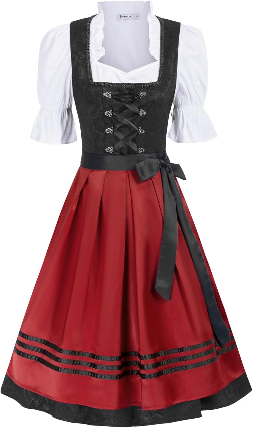 JASAMBAC Dirndl Dresses for Women - 3 Piece Oktoberfest Costume