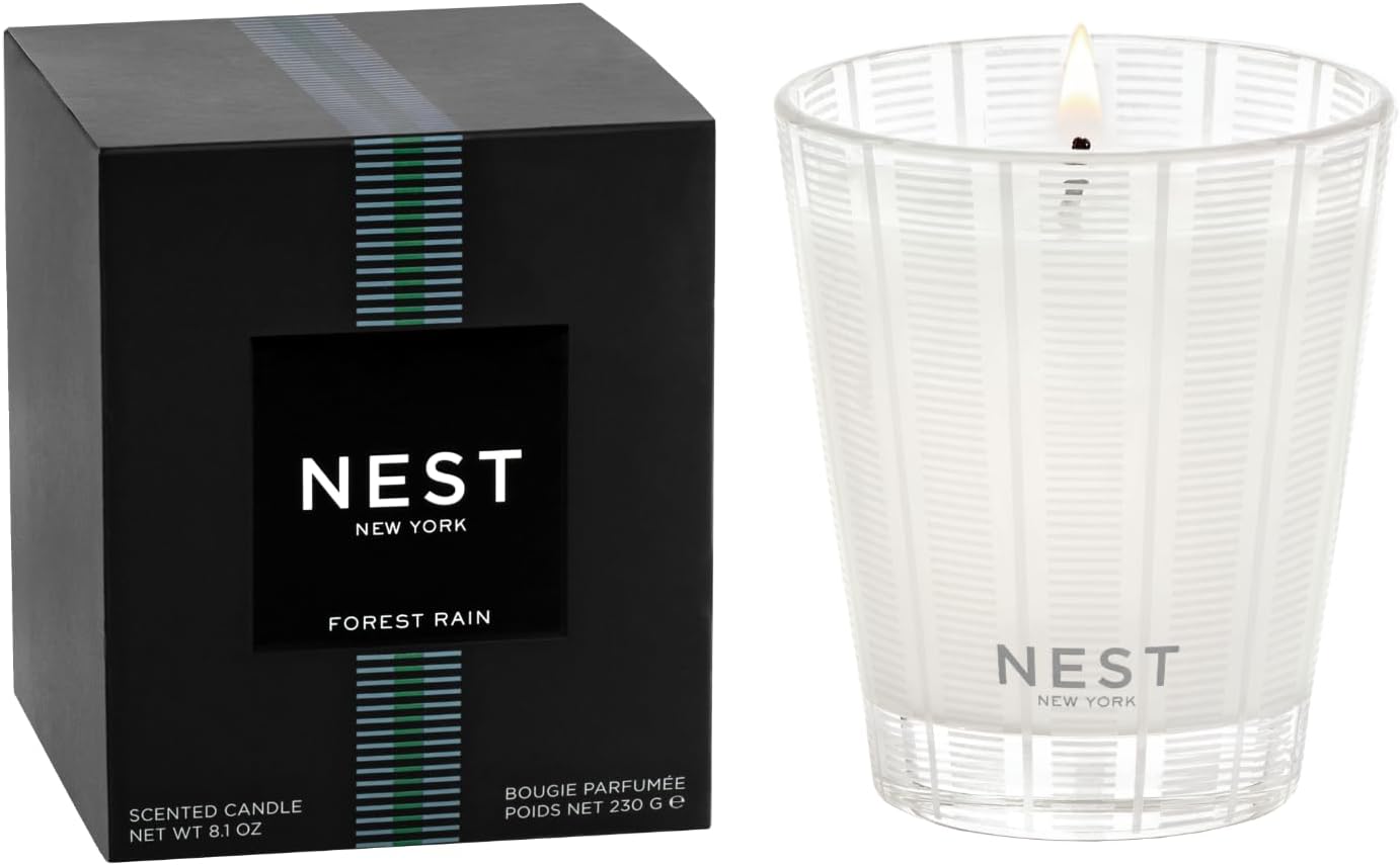 Forest Rain Scented Candle - Luxury Glass Vessel for Home