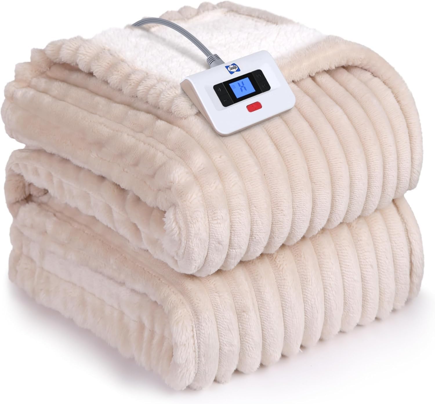 SEALY Electric Blanket Twin Size, Soft Flannel to Sherpa