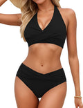 Sopliagon Women's Twist Front Two Piece Swimsuit - Flattering Fit This