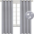 Kids Blackout Curtains for Bedroom - Silver Star Print Light Grey 52 x