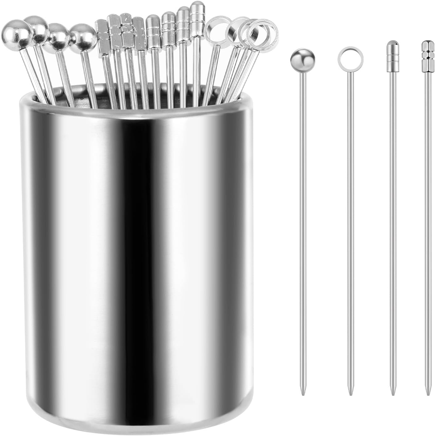 16Pcs Stainless Steel Cocktail Picks - Reusable & Stylish!