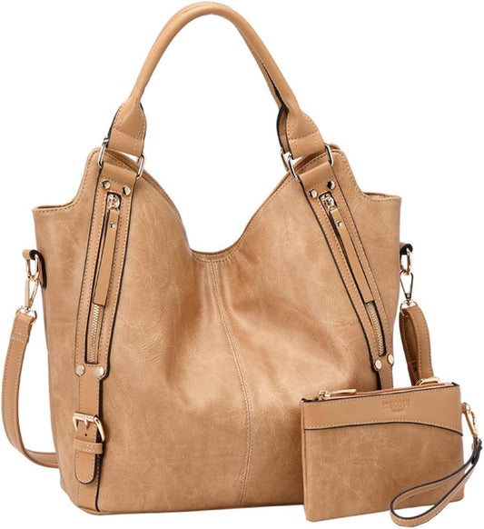 Stylish Women Tote Bag Handbags PU Leather Hobo Shoulder Bags