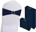100PCS Spandex Stretch Chair Sashes Bows Elastic Bands - Navy