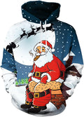 Mens Christmas Hoodie Pullover with Pocket - Funny 3D Print S-3XL