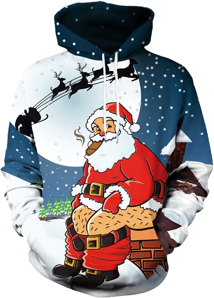 Funny Christmas Hoodies for Men with 3D Printed Graphics