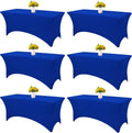 6 Pack Table Cloth 6ft Royal Blue Spandex Fitted Tablecloths - Stretch