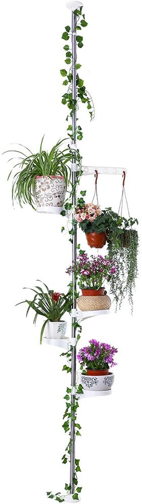 BAOYOUNI 5-Tier Tension Rod Plant Holder for Indoor and Outdoor
