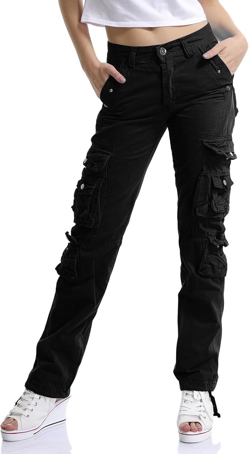 OCHENTA Women's Cotton Casual Cargo Pants for Outdoor Activities