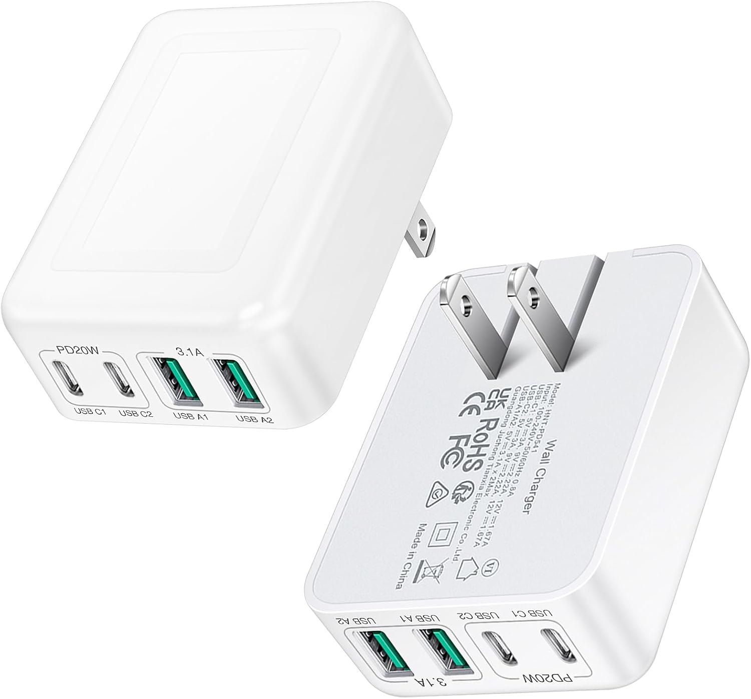 FastCharge 40W USB C Wall Plug | Thin & Foldable | Multiport