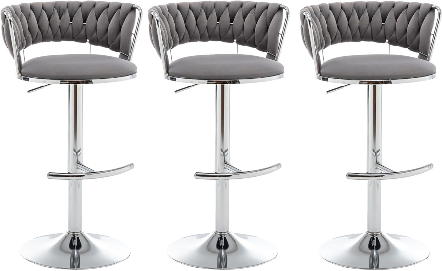 Stylish Velvet Bar Stools Set of 3 for Kitchen Island Use