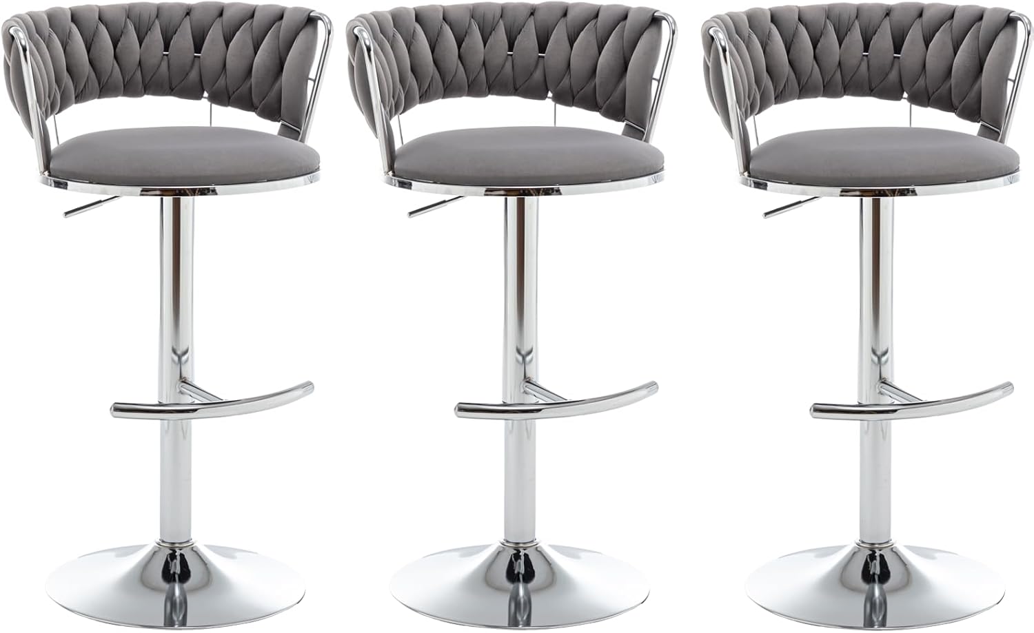 Stylish Velvet Bar Stools Set of 3 for Kitchen Island Use