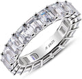 Eternity Ring Sterling Silver CZ Band - Sparkling Emerald Cut