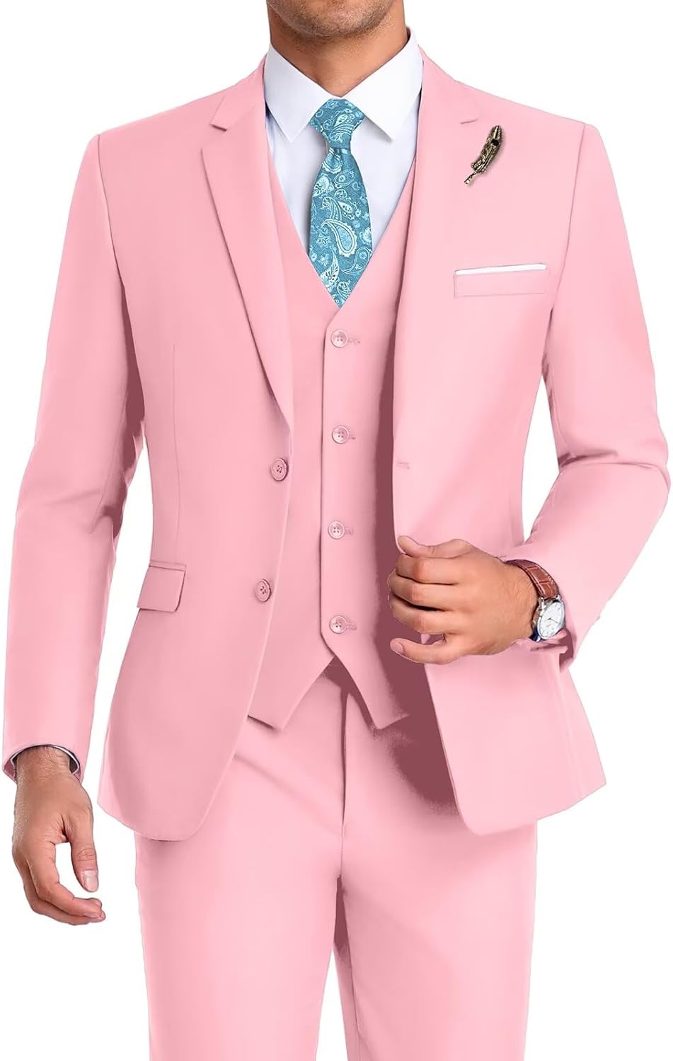 Men Suit 3 Pieces Slim Fit Tuxedo for Groomsmen and Business
