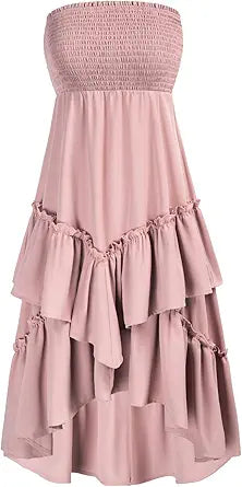 Boho Ruffle Tiered Tube Top Dress for Summer Fun and Style