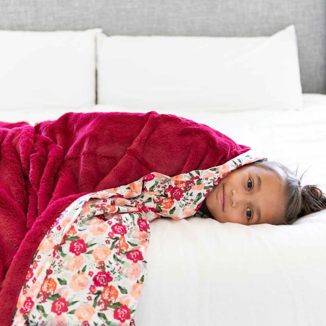 SARANONI Satin Back Receiving Blankets for Babies - Raspberry Floral