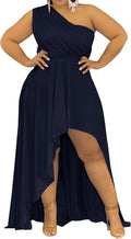One Shoulder Plus Size Maxi Dress - Flowy High Low Party Dress
