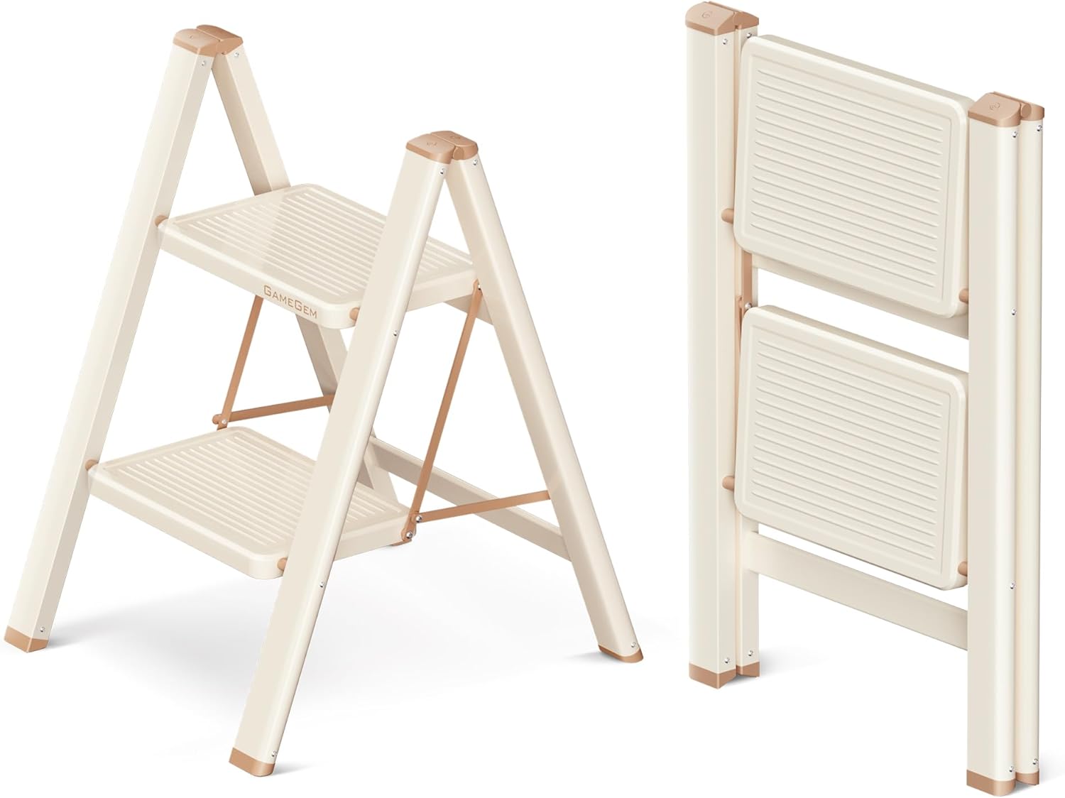 GameGem 2 Step Ladder Folding Step Stool for Home Use