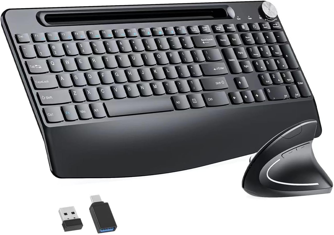 Full-Size Ergonomic Keyboard and Mouse for Comfortable Use