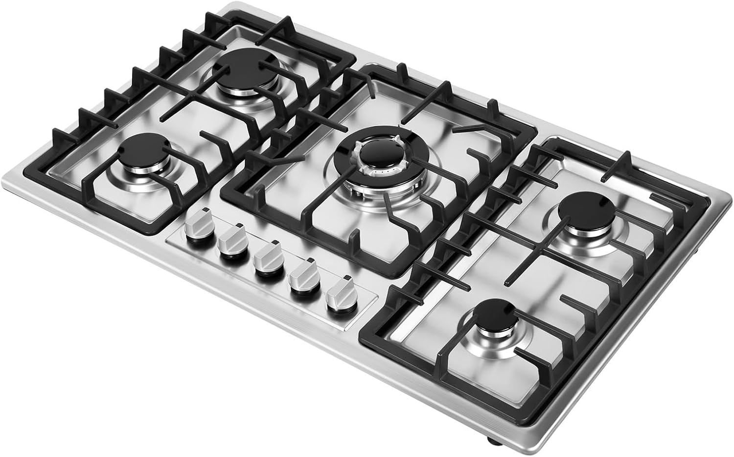 34 in Gas Cooktop with 5 Burners for Home and Restaurant Use