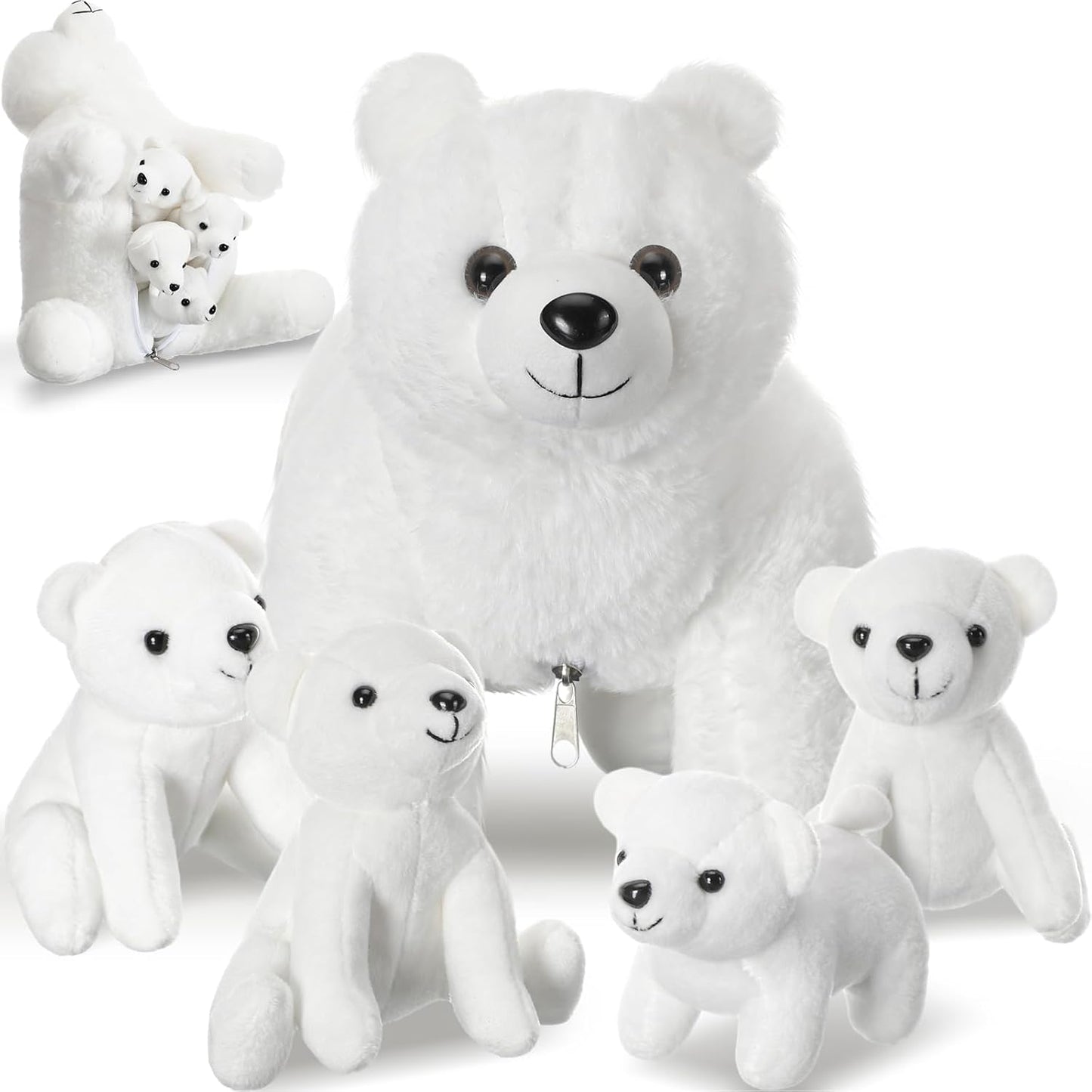Realistic Style Polar Bear Family Plush Set - Perfect Cuddly Gift!