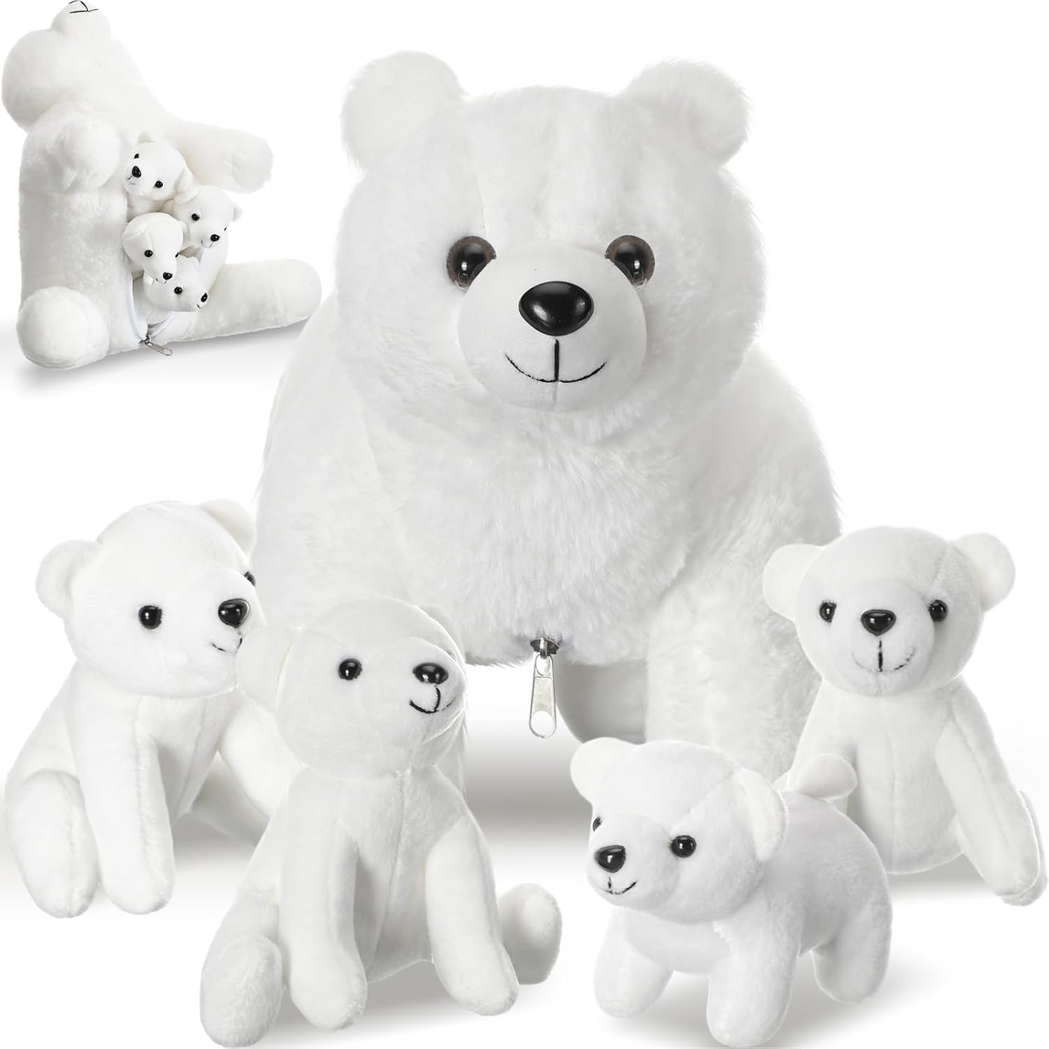 Realistic Style Polar Bear Family Plush Set - Perfect Cuddly Gift!