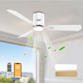White Ceiling Fan with Light 52in Low Profile Remote Control - Quiet