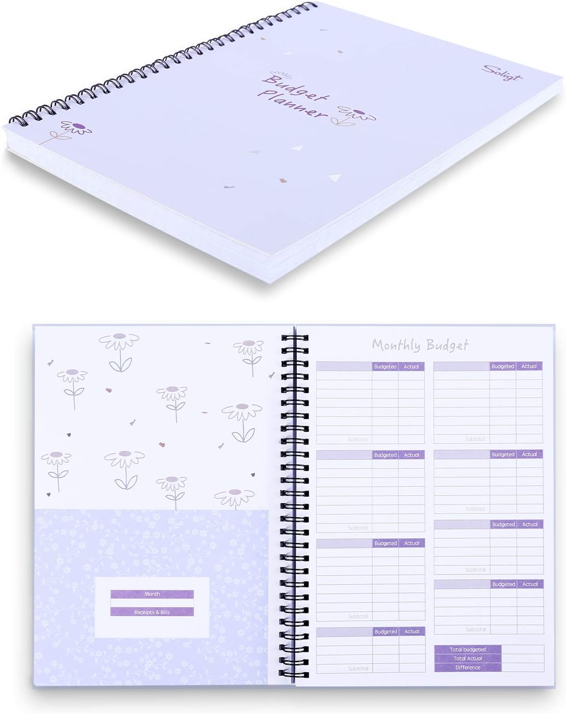 SOLIGT Purple Budget Planner with 12 Pockets