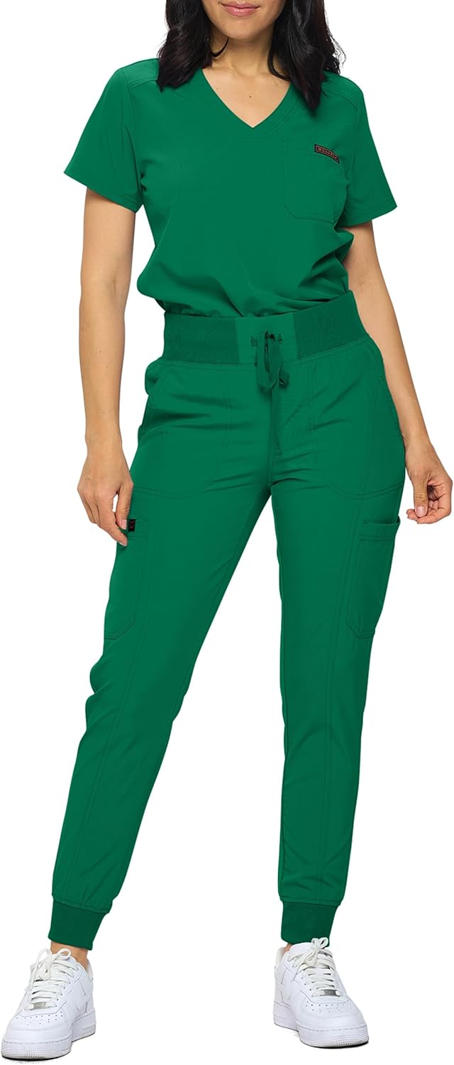 Slim Fit Stretchy Scrubs Jogger Set for Women - Comfort & Style