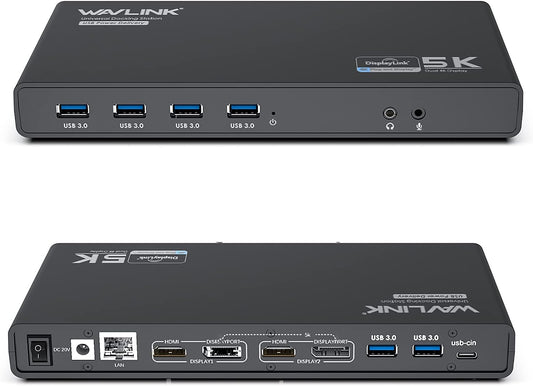 WAVLINK USB 3.0 Docking Station: 5K & Dual 4K Display, Gigabit Ethernet, 65W Power
